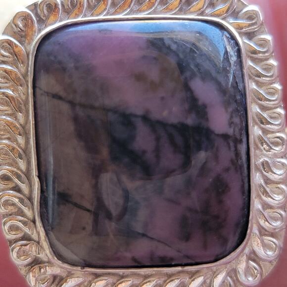 Handcrafted Sterling Silver Charoite Ring, Size 8 Natural Purple Stone - Picture 10 of 11